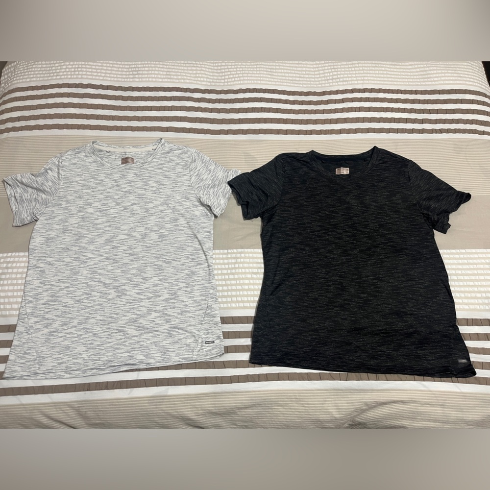 Mondetta Heathered White/Gray & Gray/Black Women's Short Sleeve Tees